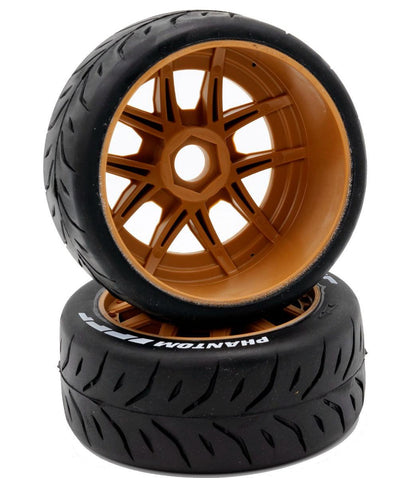 Powerhobby 1/8 GT Phantom Belted Mounted Tires 17mm Medium Brown Wheels