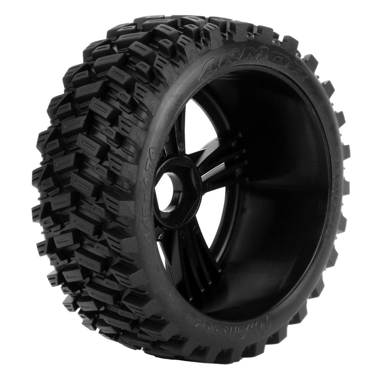 Powerhobby Armor 1/8 Buggy Belted All Terrain Mounted Tires 17MM Claw Wheels