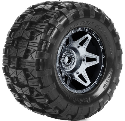 Powerhobby Raptor X Belted Pre-Mounted Tires FOR Traxxas X-Maxx XMaxx Black