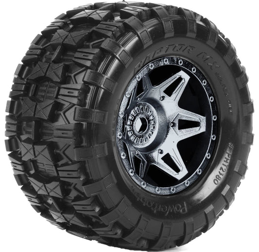Powerhobby Raptor X Belted Pre-Mounted Tires FOR Traxxas X-Maxx XMaxx Black