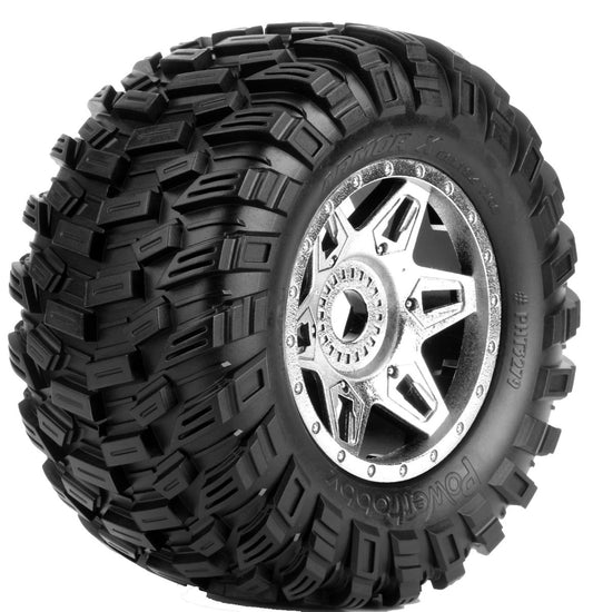 Powerhobby Armor X Belted Pre-Mounted Tires FOR Traxxas X-Maxx XMaxx Chrome