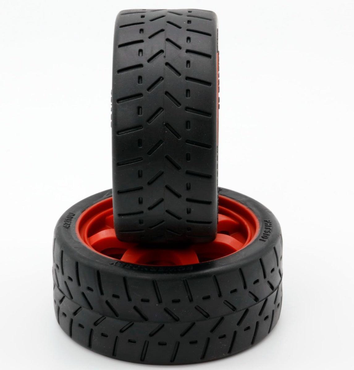 Powerhobby 1/8 Gripper 42/100 Belted Mounted Tires 17mm Red Wheels