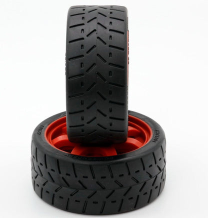 Powerhobby 1/8 Gripper 42/100 Belted Mounted Tires 17mm Red Wheels