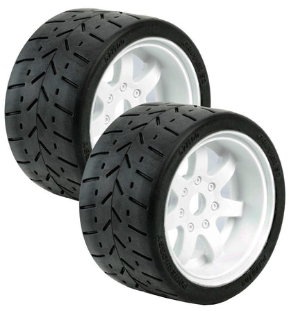 Powerhobby 1/8 Gripper 54/100 Belted Mounted Tires 17mm White Wheels