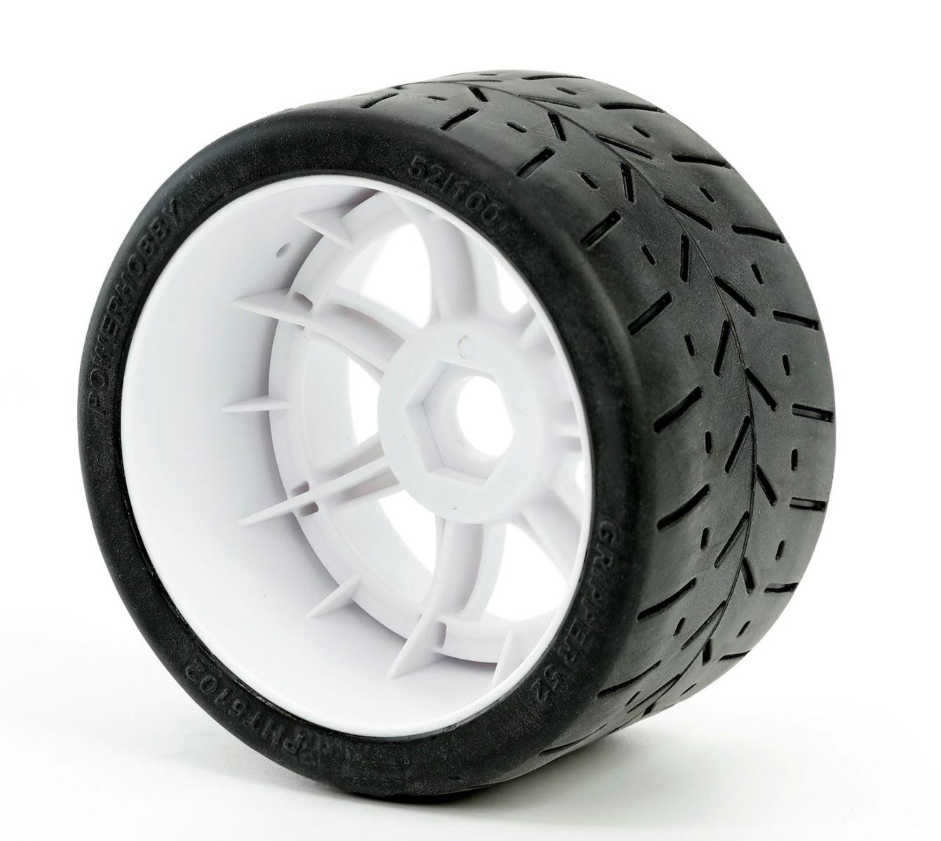 Powerhobby 1/8 Gripper 54/100 Belted Mounted Tires 17mm White Wheels