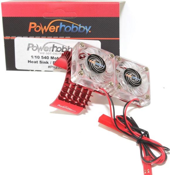 Powerhobby Aluminum Motor Heatsink Twin Dual Cooling Fan Red FOR Traxxas Slash 4WD / 4X4