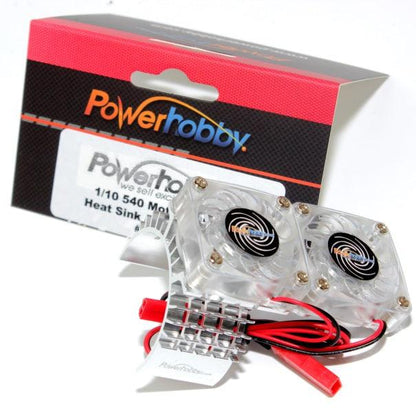 Powerhobby Aluminum Motor Heatsink Twin Dual Cooling Fan SILVER FOR Traxxas Slash 4x4