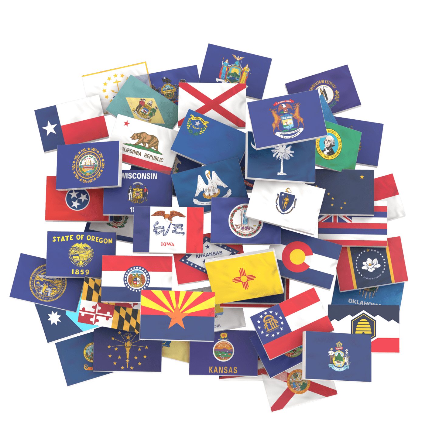 50 State Flags Pack - USA State Flags - Custom Printed 2x3 Tile - Made Using LEGO® Parts