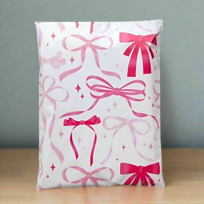 Pink Bow Poly Mailers Size 7.5x10.5 Shipping Bags