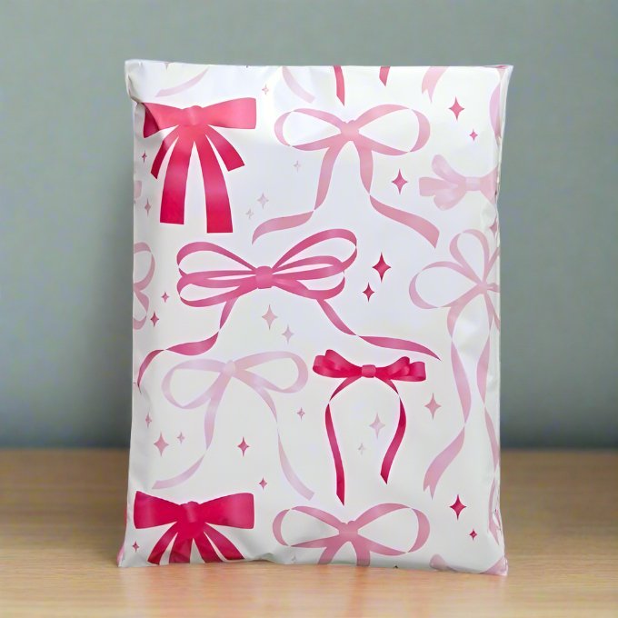 Pink Bow Poly Mailers Size 7.5x10.5 Shipping Bags