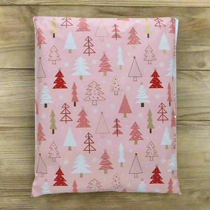 Pink Christmas Tree Poly Mailers Size 10x13 Shipping Bags