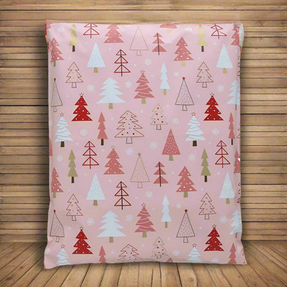 Pink Christmas Tree Poly Mailers Size 10x13 Shipping Bags