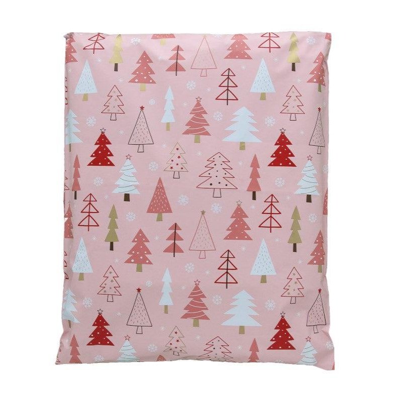 Pink Christmas Tree Poly Mailers Size 10x13 Shipping Bags
