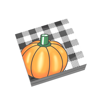 Fall Pillow - Buffalo Plaid with Pumpkin - Custom Printed 2x2 Tile - Made Using LEGO® Parts