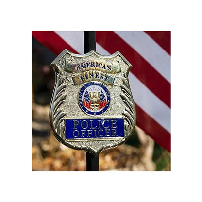 Police Officer Veteran Grave Marker With 30 Inch Tall American Cemetery Flag, Police Remembrance.