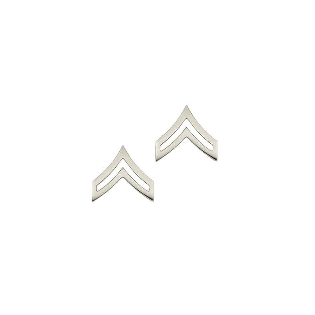 Police Corporal Sta-Brite Nickel Rank Pin Tall 13/16" Pair