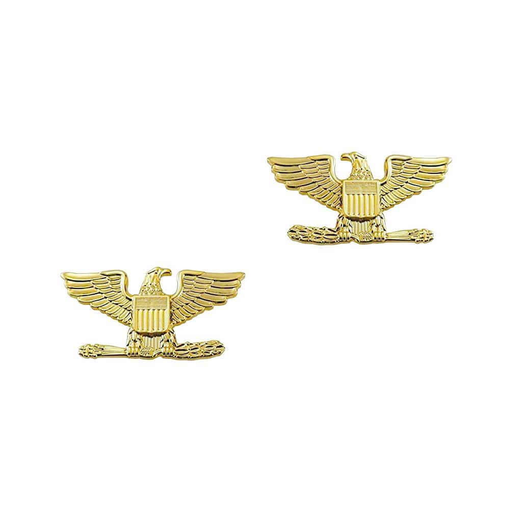 Police Colonel Sta-Brite Gold Rank Pin 1” (pair)