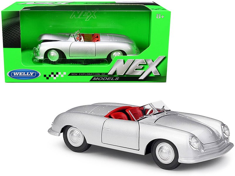 Porsche 356/1 Roadster Silver with Red Interior "NEX Models" 1/24 Diecast Model Car by Welly  free shipping USA