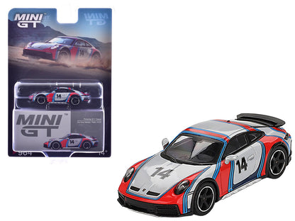 Porsche 911 Dakar #14 "Rally 1978" Ice Gray Metallic Limited Edition 1/64 Diecast Model Car by Mini GT  free shipping USA