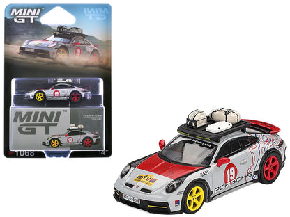 Porsche 911 Dakar #19 "Uncle Rally" Gray with Graphics and Roof Rack Limited Edition 1/64 Diecast Model Car by Mini GT  free shipping USA