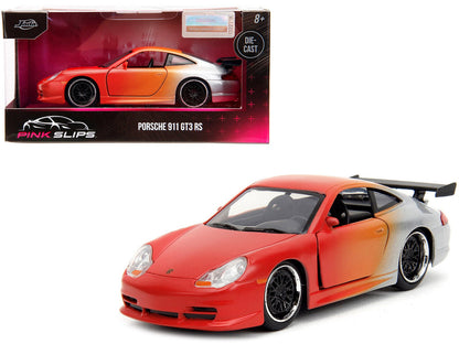 Porsche 911 GT3 RS Matt Orange and Silver Metallic "Pink Slips" Series 1/32 Diecast Model Car by Jada  free shipping USA