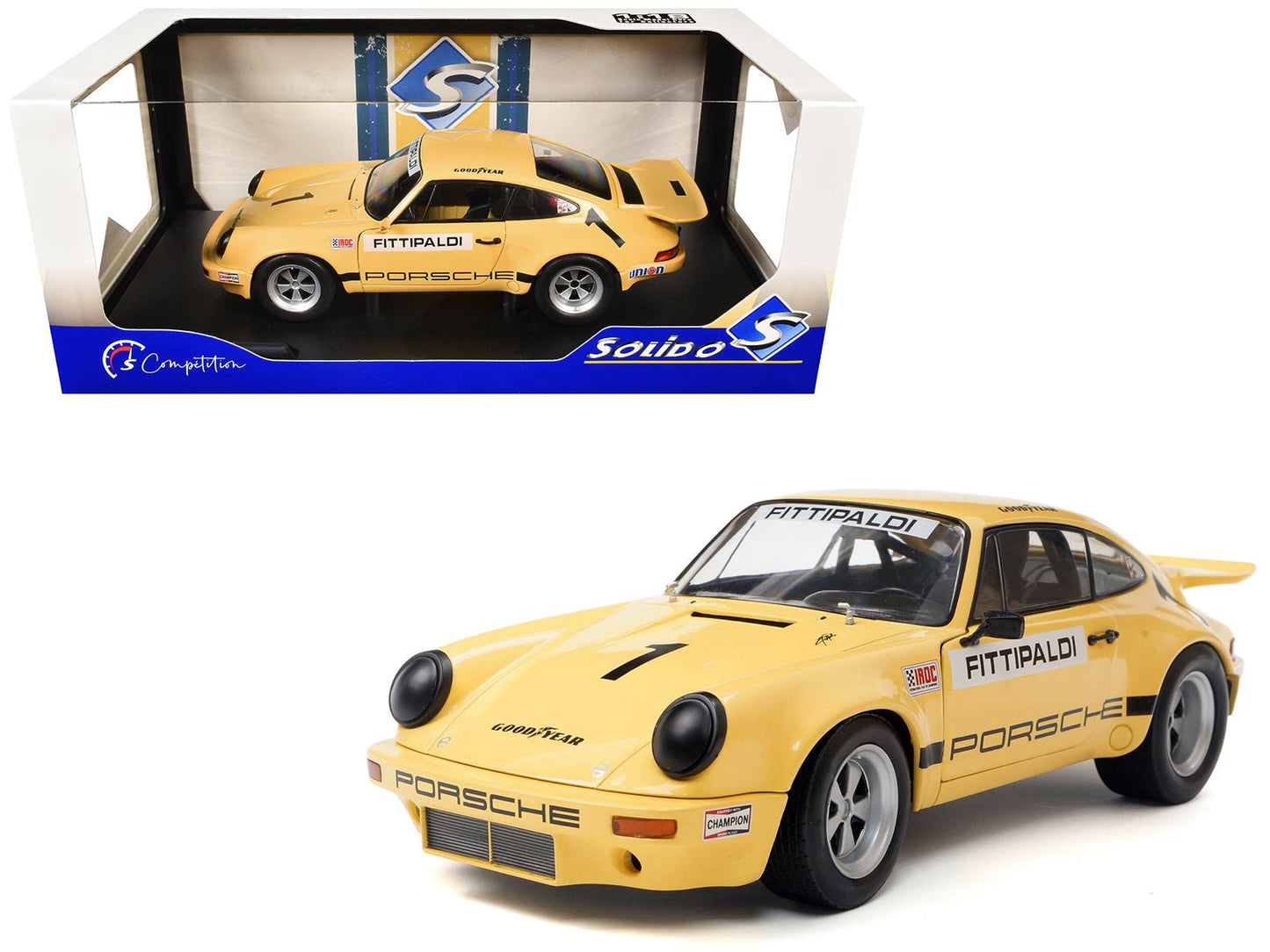 Porsche 911 IROC #1 Emerson Fittipaldi "International Race of Champions" (1974) "Competition" Series 1/18 Diecast Model Car by Solido  free shipping USA