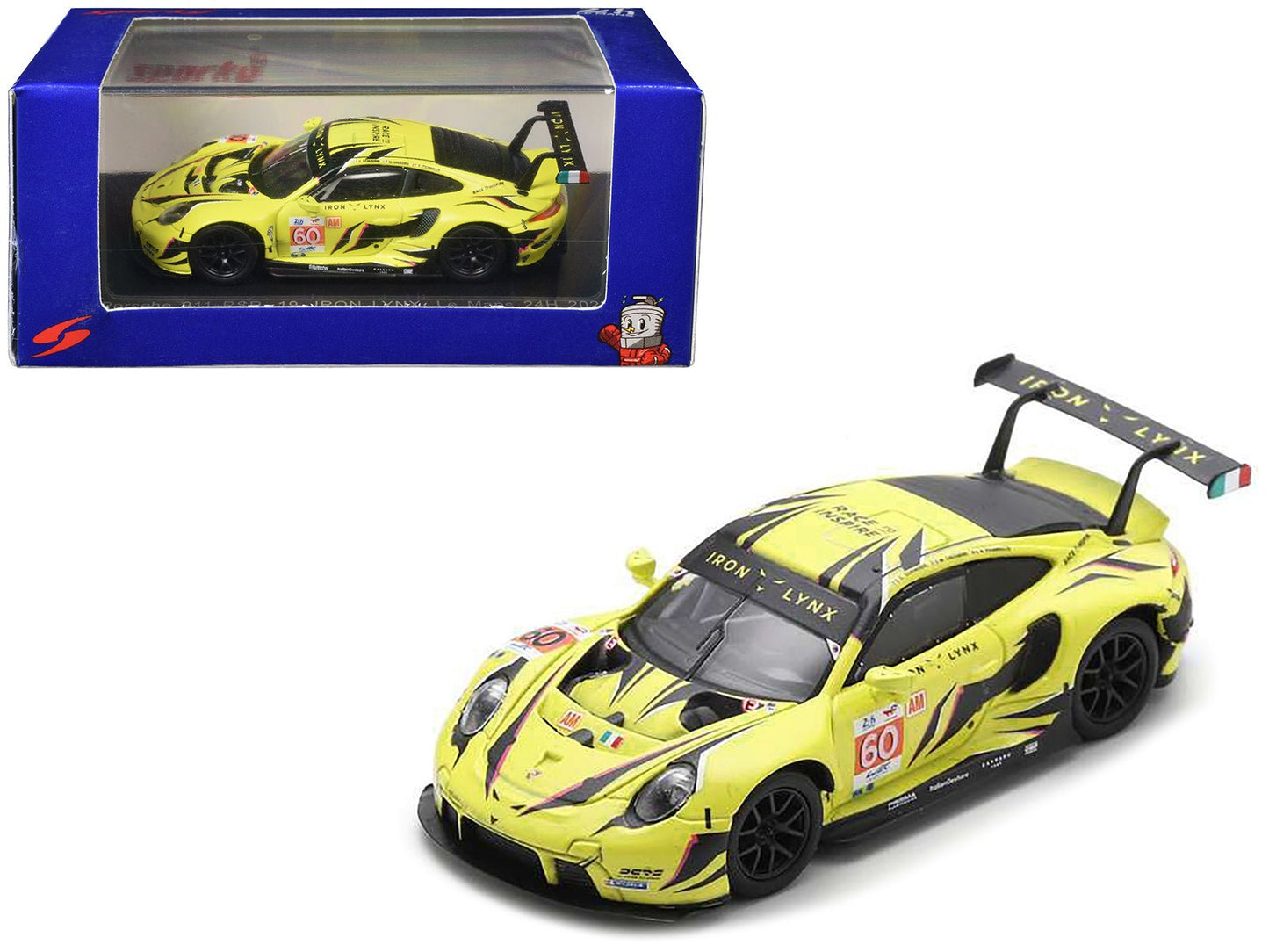 Porsche 911 RSR-19 #60 Matteo Cressoni - Alessio Picariello - Claudio Schiavoni "Iron Lynx" "24 Hours of Le Mans" (2023) 1/64 Diecast Model Car by Sparky  free shipping USA