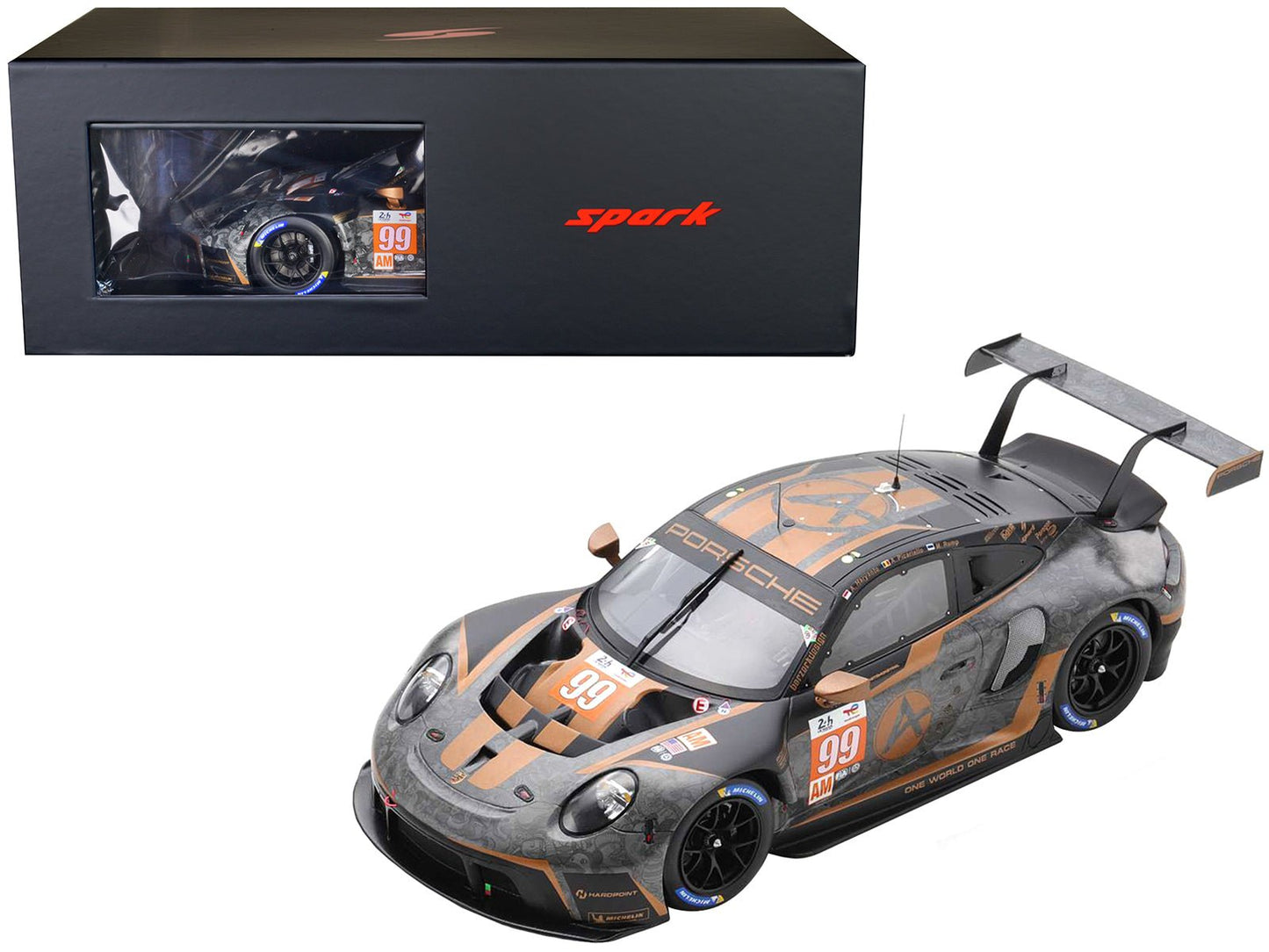 Porsche 911 RSR-19 #99 Andrew Haryanto - Alessio Picariello - Martin Rump "Hardpoint Motorsport" GTE Am "24 Hours of Le Mans" (2022) with Acrylic Display Case 1/18 Model Car by Spark  free shipping USA