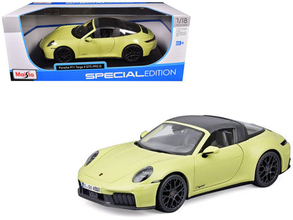 Porsche 911 Targa 4 GTS (992.2) Yellow with Black Top "Special Edition" Series 1/18 Diecast Model Car by Maisto  free shipping USA