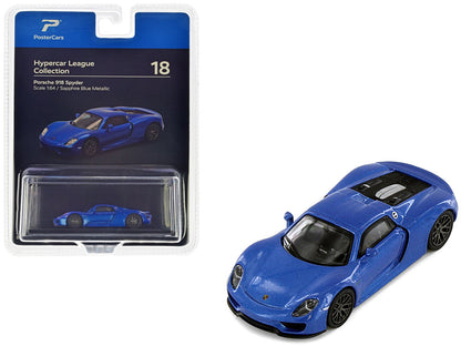 Porsche 918 Spyder Sapphire Blue Metallic "Hypercar League Collection" 1/64 Diecast Model Car by PosterCars  free shipping USA