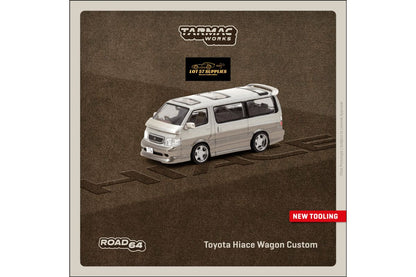 Tarmac Works Toyota Hiace Wagon Custom in Silver/Brown 1:64