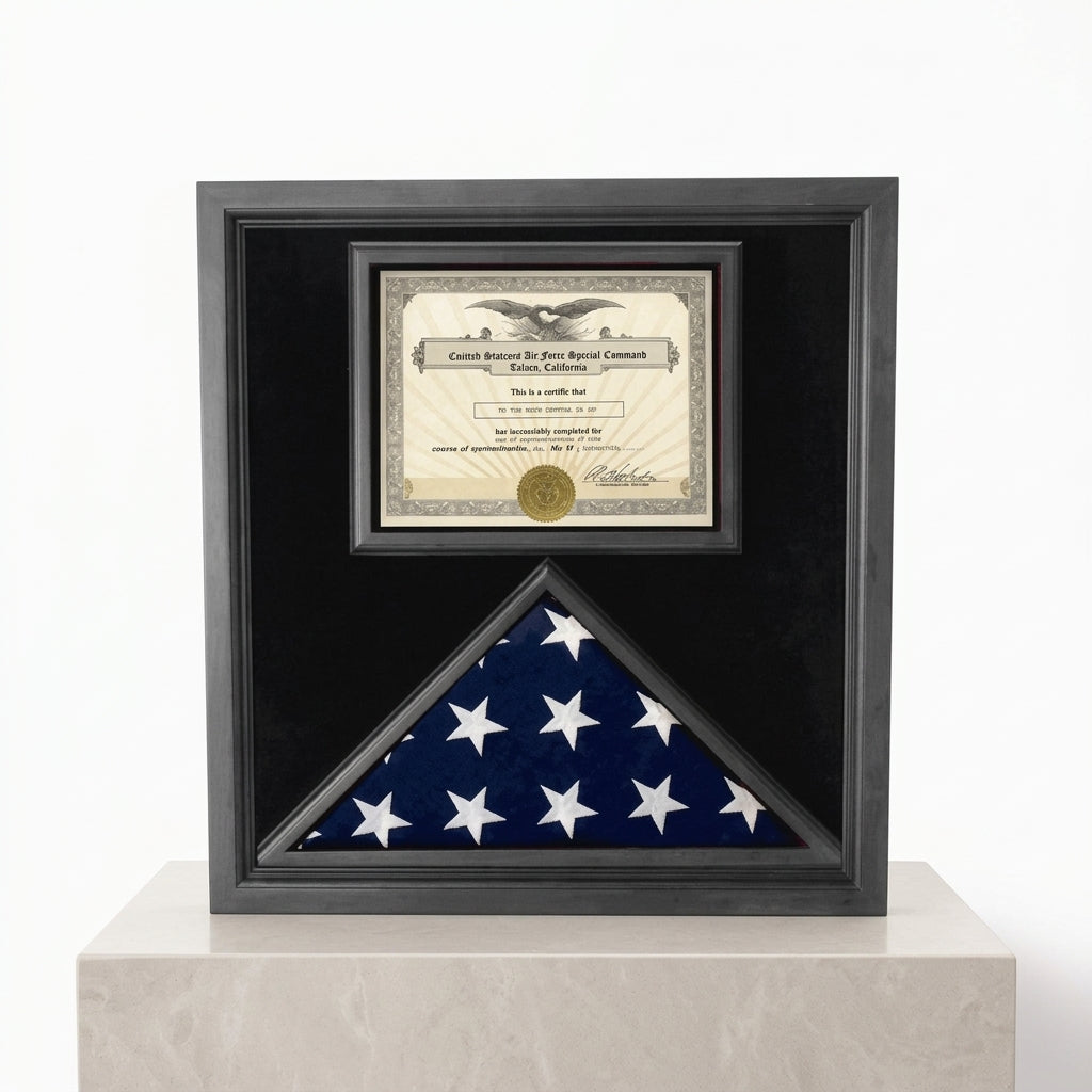 Flag and Certificate Case Black Frame, flag certificate holder