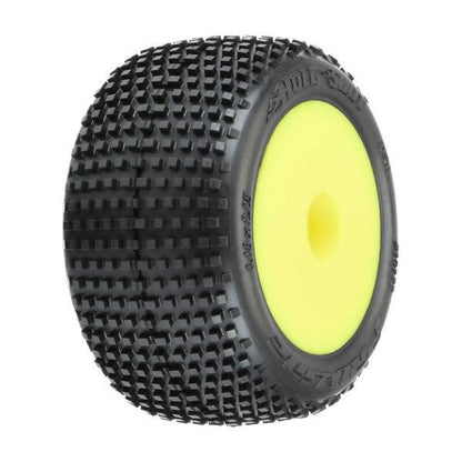 Pro-Line 1/18 Hole Shot Front/Rear Mini-T Tires Mounted 8mm Yellow Wheels (2)