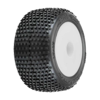 Pro-Line 1/18 Hole Shot Front/Rear Mini-T Tires Mounted 8mm White Wheels (2)