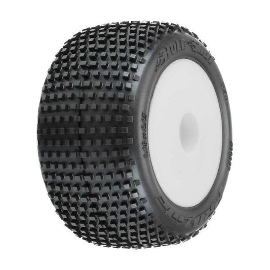 Pro-Line 1/18 Hole Shot Front/Rear Mini-T Tires Mounted 8mm White Wheels (2)