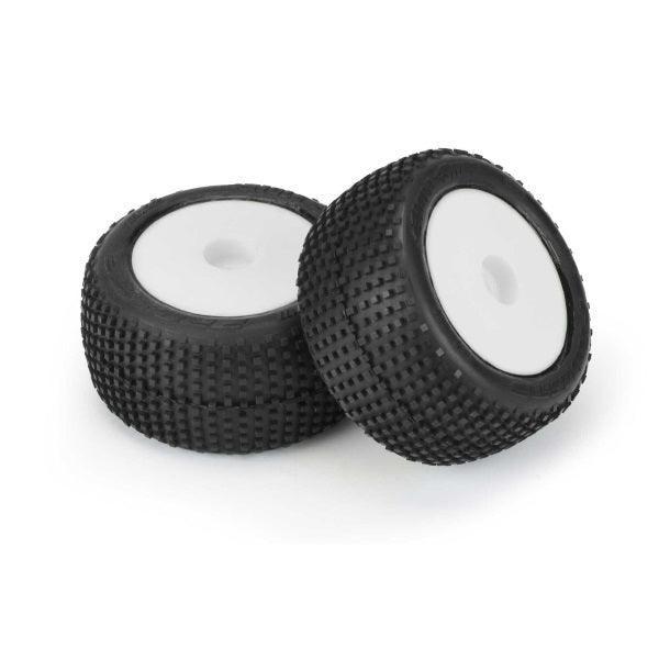 Pro-Line 1/18 Hole Shot Front/Rear Mini-T Tires Mounted 8mm White Wheels (2)