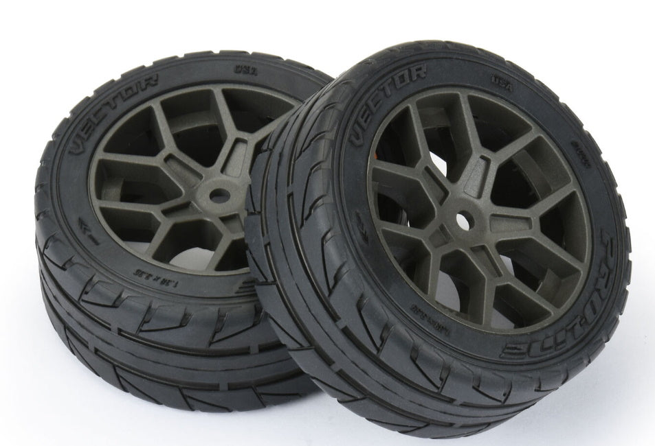 Pro-Line 1/8 Vector S3 35/85 2.4" Belted Mounted Tires 14mm Gray Vendetta