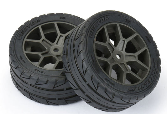 Pro-Line 1/8 Vector S3 35/85 2.4" Belted Mounted Tires 14mm Gray Vendetta