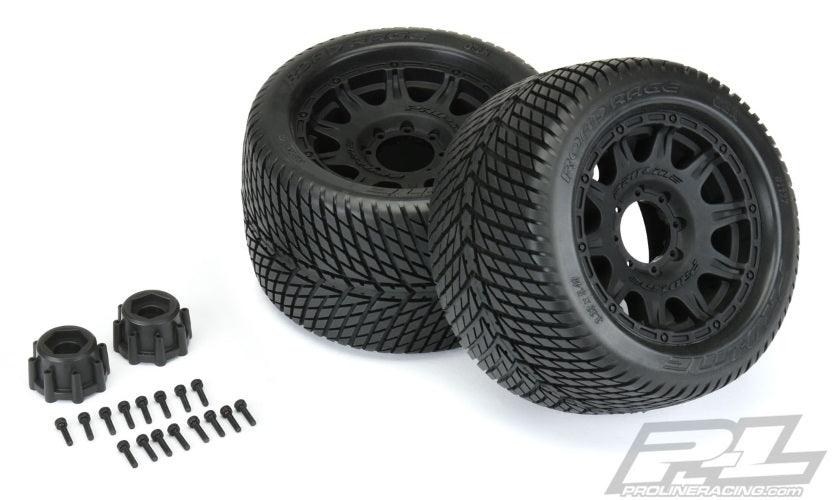 Pro-Line Road Rage 3.8" Street Tires Mounted For 17mm MT Mounted on Raid Black