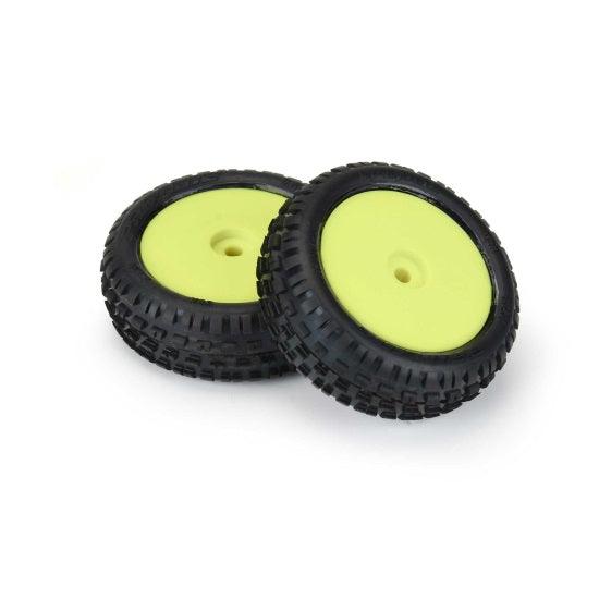 Pro-Line 8298-12 1/18 Wedge Front Carpet Mini-B Tires Mounted 8mm Yellow Wheels (2)