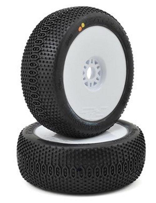 Pro-Line 9059-032 ElectroShot Medium Buggy Tire Mounted Velocity V2 White Wheel