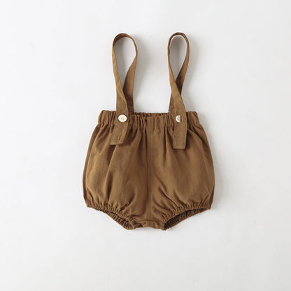 Baby Girl Solid Color Tee Combo Denim Strap Shorts 1-Piece Sets by MyKids-USA™