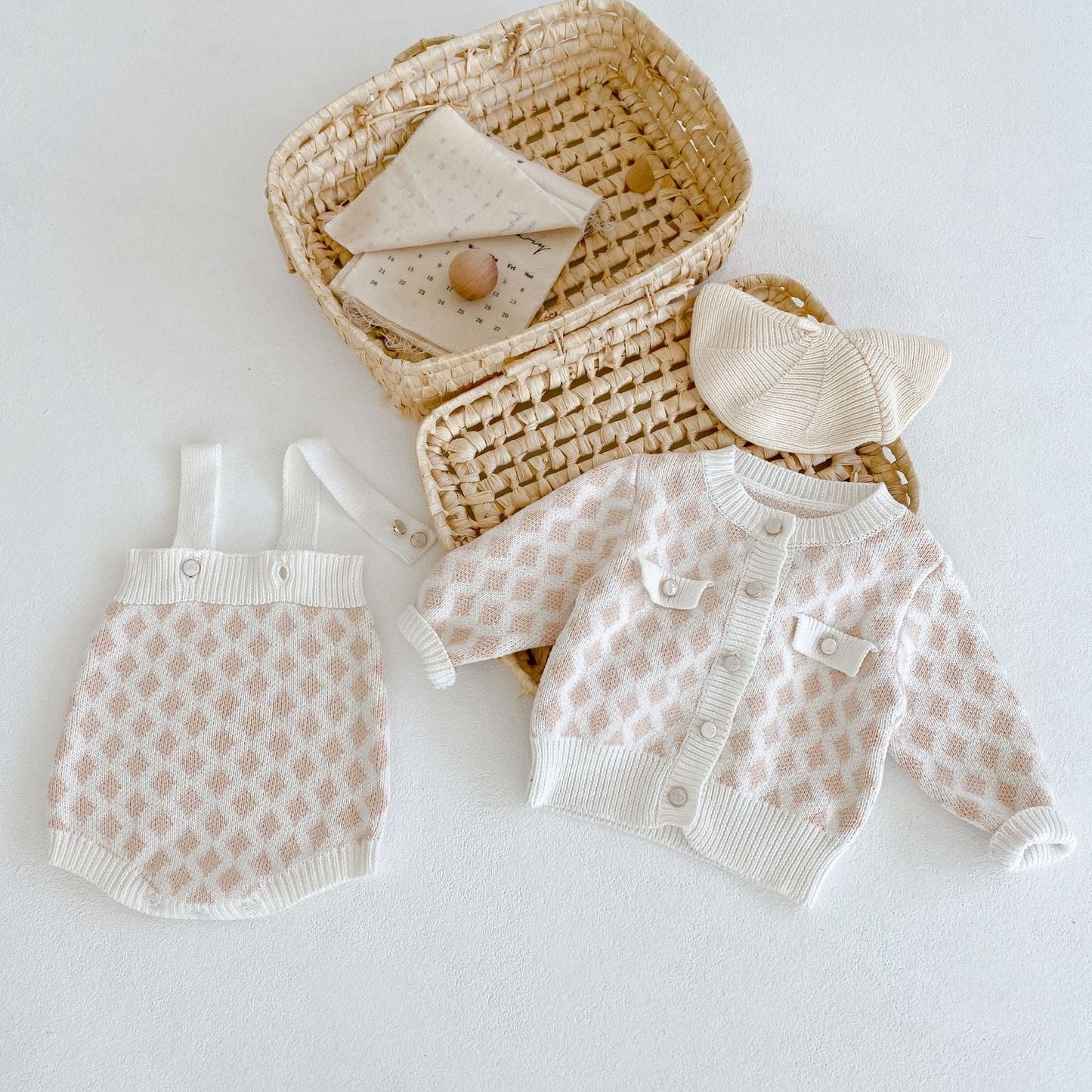 Baby Girl 2pcs Plaid Graphic Onesies & Cardigan Knitted Sets by MyKids-USA™