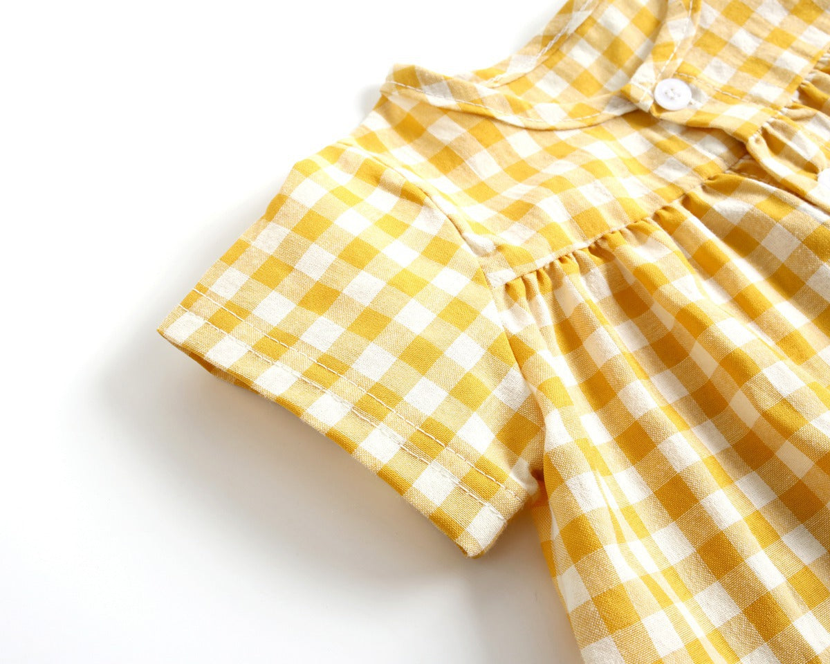 Baby Girl Plaid Pattern Single Breasted Design Shirt Combo Shorts Sets by MyKids-USA™