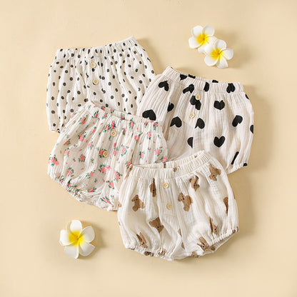 Baby Boys And Girls Cute Print Pattern Short Pants With Buttons by MyKids-USA™
