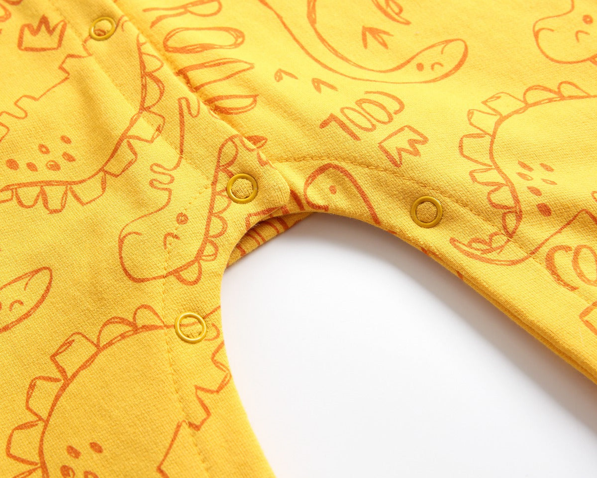 Baby Cartoon Dinosaur Graphic Snap Button Thin Style Rompers With Hat by MyKids-USA™