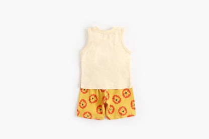 Baby Boy And Girl Animal Tiger Print Sleeveless Top Combo Shorts  Sets by MyKids-USA™