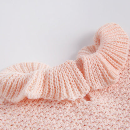 Baby Girl 1pcs Ruffle Neck Solid Shirts And Belted Triangle Shorts Fall Winter Knit Sets by MyKids-USA™