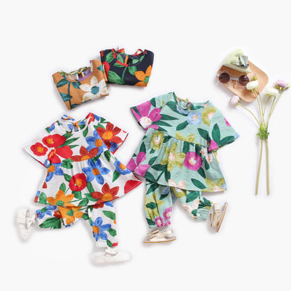Baby Girl Floral Print O-Neck T-Shirt Combo Trousers 2-Pieces Sets by MyKids-USA™