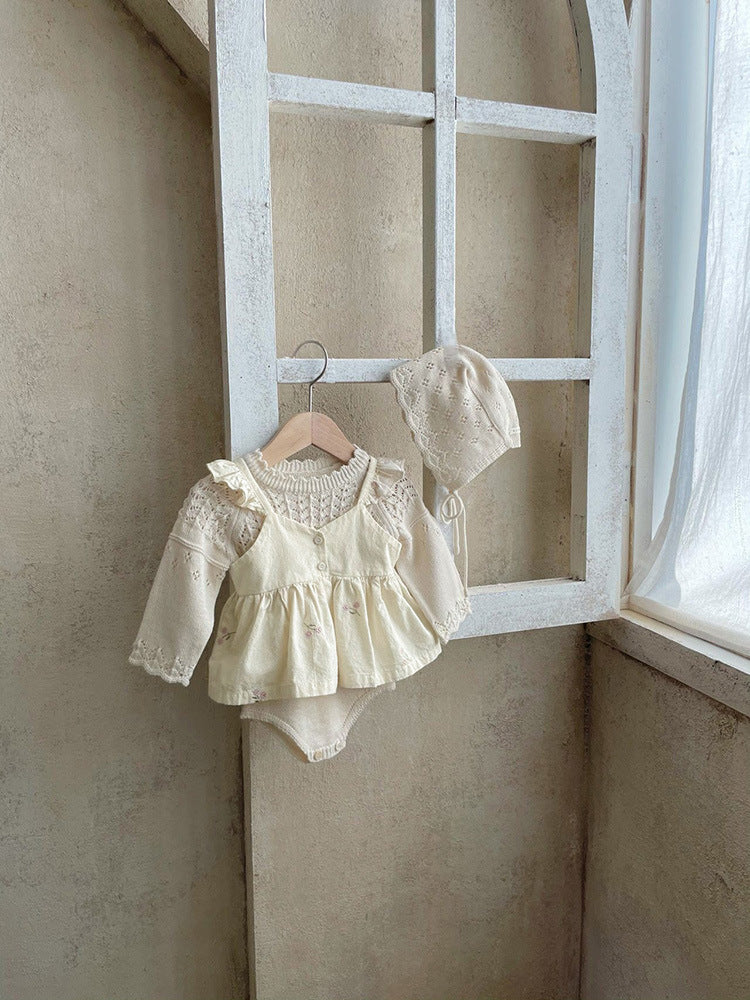Baby Girl 1pc Floral Embroidered Graphic Ruffle Sling Tops & Shorts Sets by MyKids-USA™